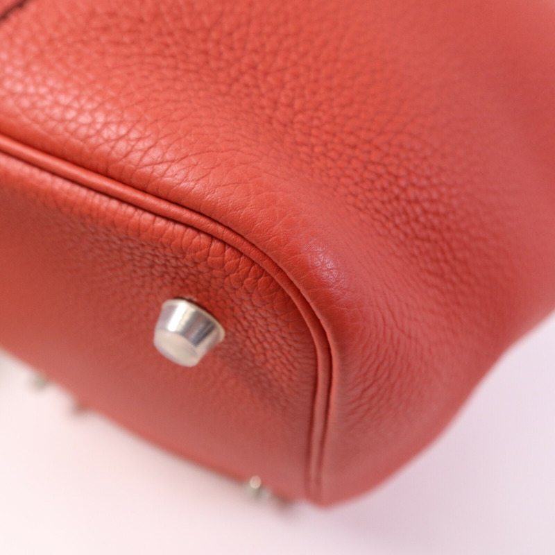 HERMES Clemence皮革Picotin MM銀扣手挽袋Rose Texas-10
