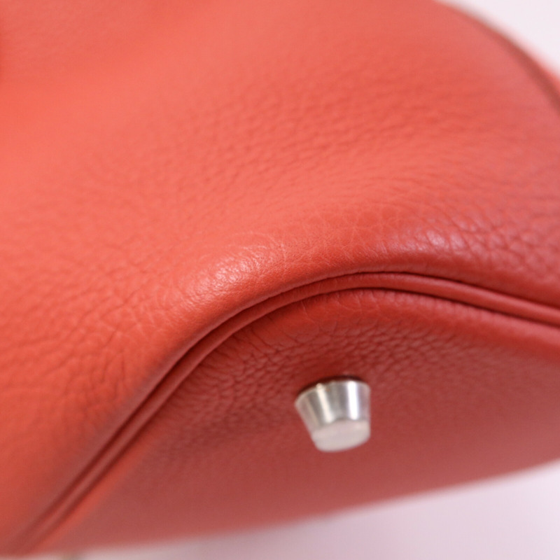 HERMES Clemence皮革Picotin MM銀扣手挽袋Rose Texas-11