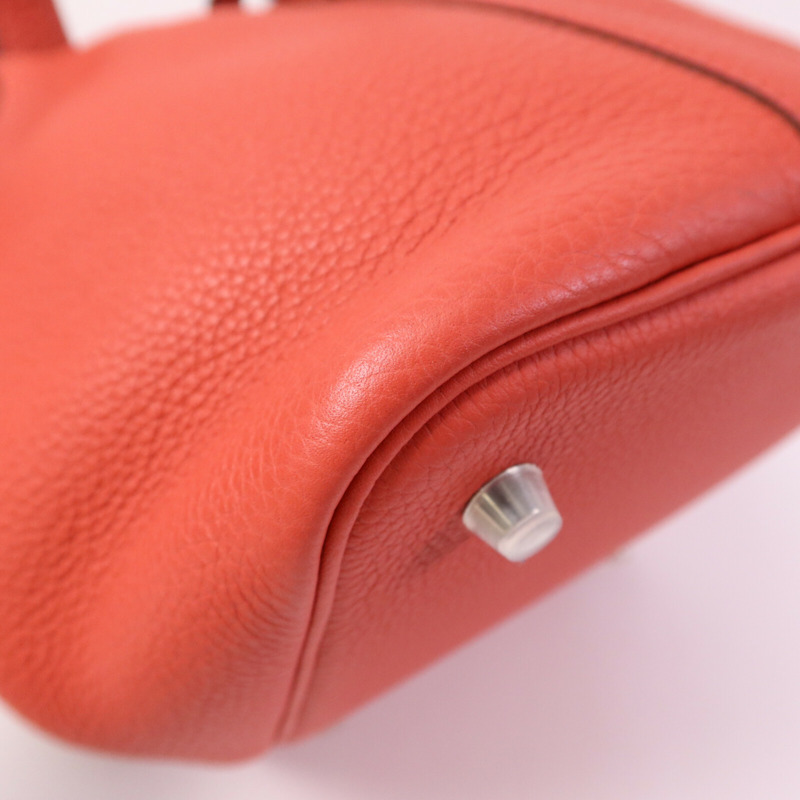 HERMES Clemence皮革Picotin MM銀扣手挽袋Rose Texas-13