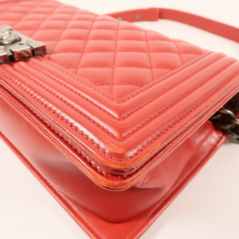 CHANEL 牛皮皮革Boy 25銀扣鏈帶肩背袋-4