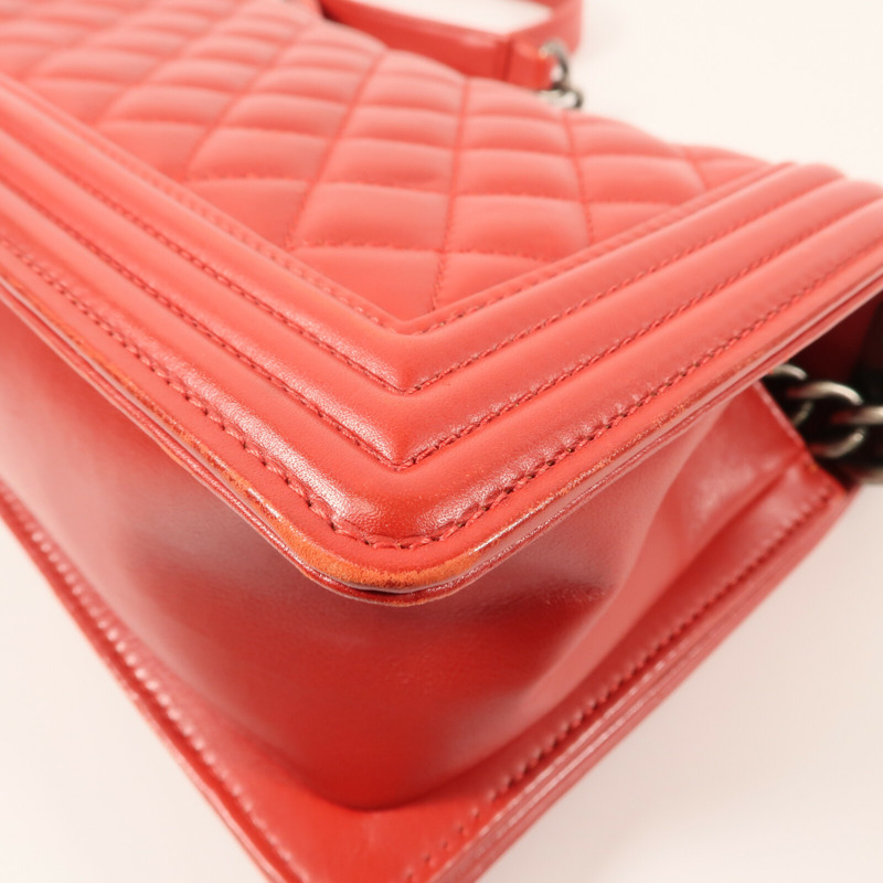 CHANEL 牛皮皮革Boy 25銀扣鏈帶肩背袋-6