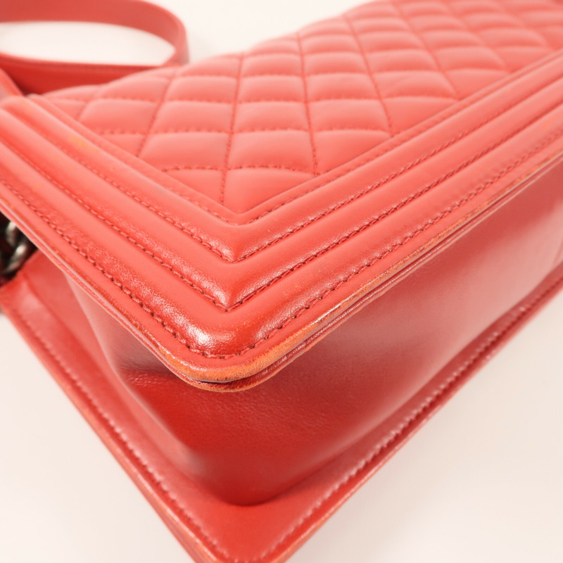 CHANEL 牛皮皮革Boy 25銀扣鏈帶肩背袋-7