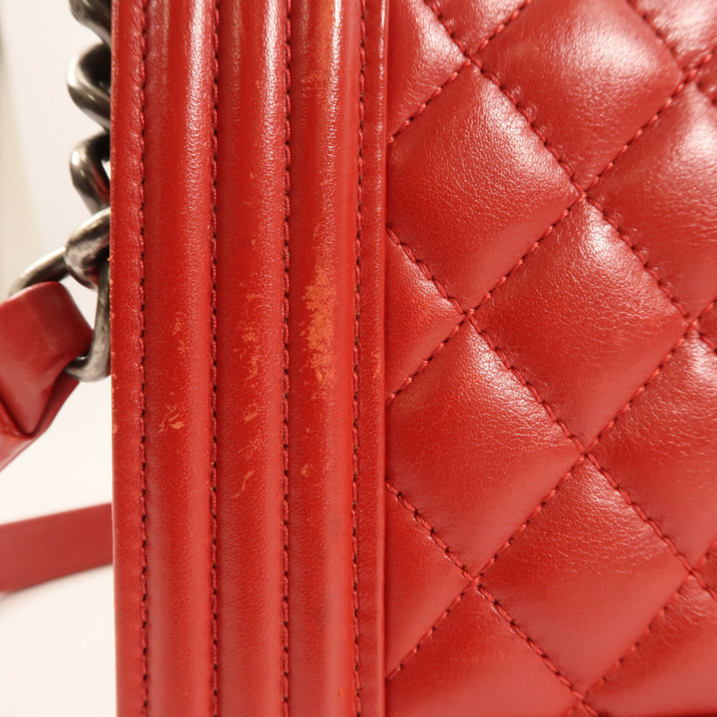 CHANEL 牛皮皮革Boy 25銀扣鏈帶肩背袋-12