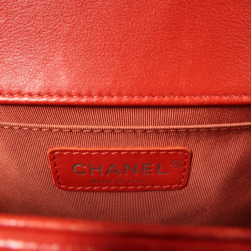 CHANEL 牛皮皮革Boy 25銀扣鏈帶肩背袋-15