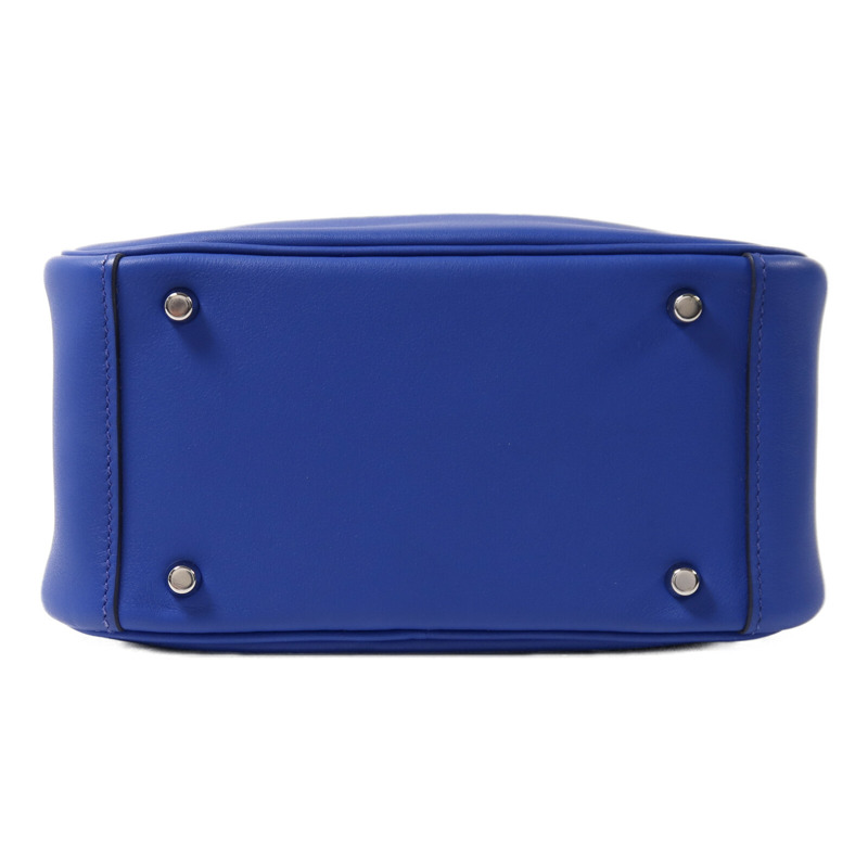 HERMES Swift皮革Mini Lindy銀扣手挽肩背兩用袋Bleu Royal/Menthe-3