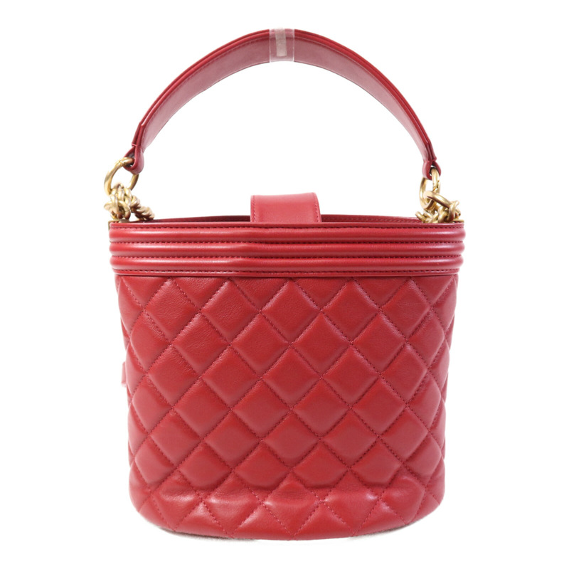 CHANEL 羊皮皮革Bucket Bag金扣鏈帶手挽肩背兩用袋-1
