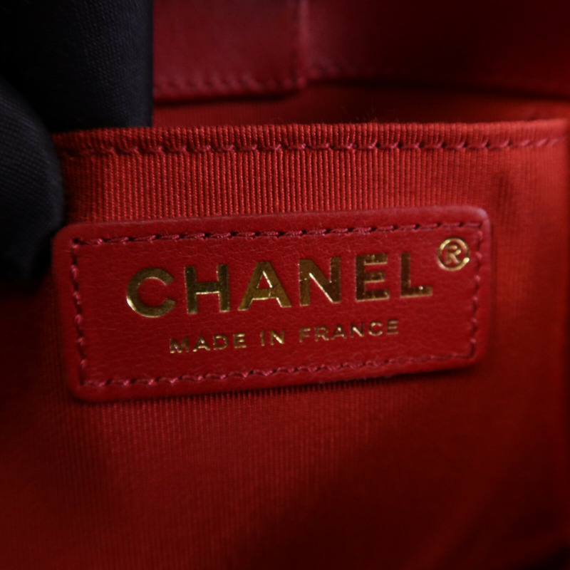 CHANEL 羊皮皮革Bucket Bag金扣鏈帶手挽肩背兩用袋-5
