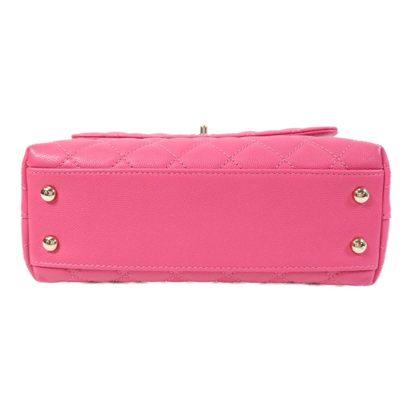 CHANEL 牛皮皮革Coco Handle金扣鏈帶手挽肩背兩用袋-3