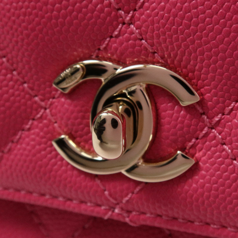 CHANEL 牛皮皮革Coco Handle金扣鏈帶手挽肩背兩用袋-6