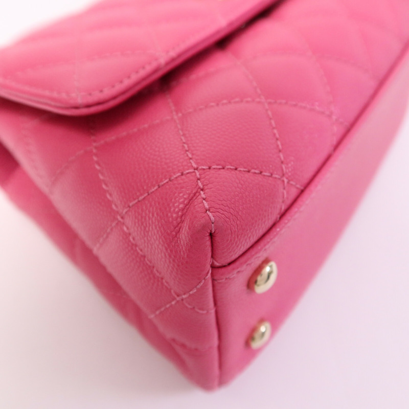 CHANEL 牛皮皮革Coco Handle金扣鏈帶手挽肩背兩用袋-11