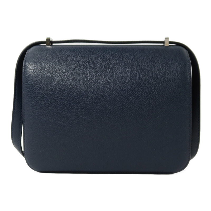 HERMES Evercolor皮革Constance Mini銀扣肩背袋Bleu de Malte-1