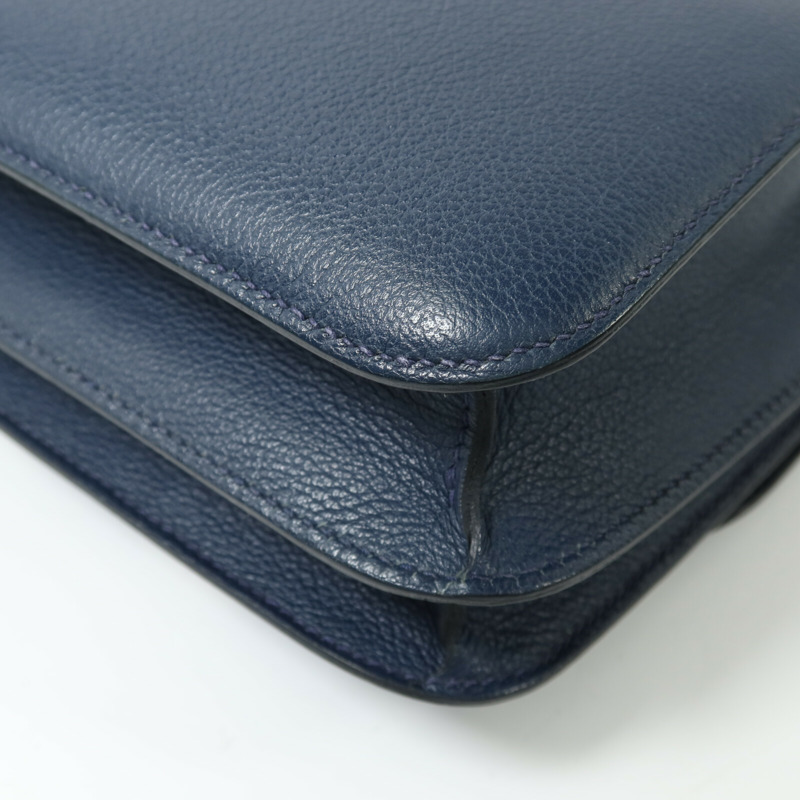 HERMES Evercolor皮革Constance Mini銀扣肩背袋Bleu de Malte-11