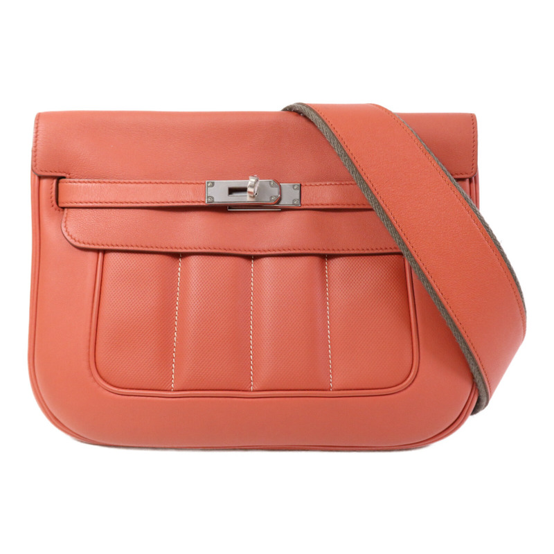 HERMES Evercolour皮革Berline 28銀扣肩背袋Sanguine-0