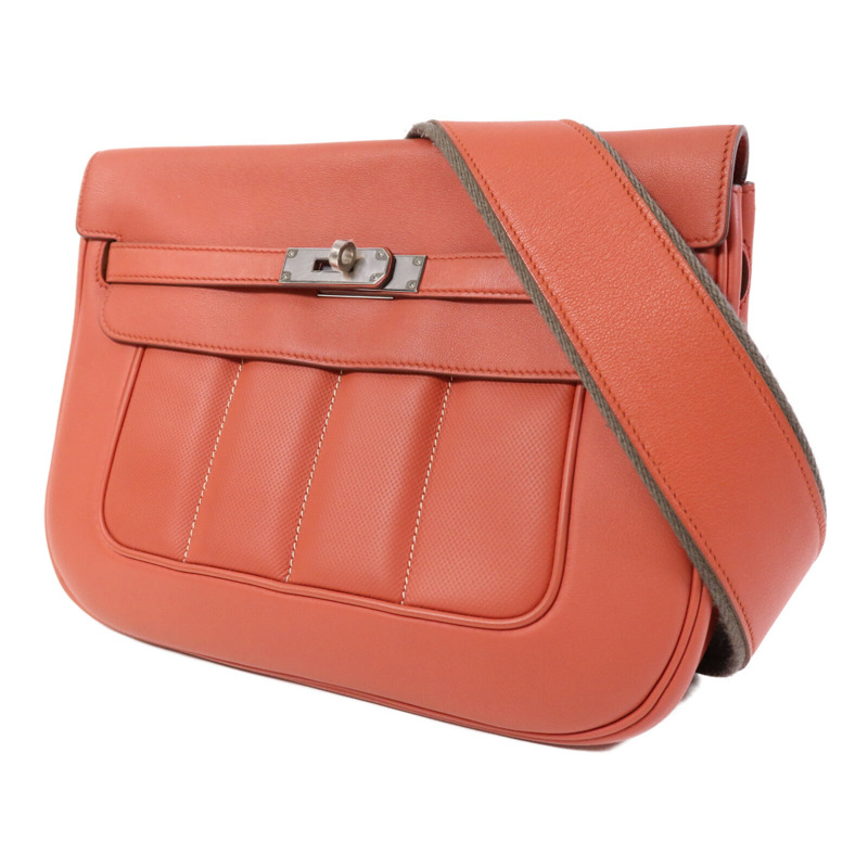 HERMES Evercolour皮革Berline 28銀扣肩背袋Sanguine-2