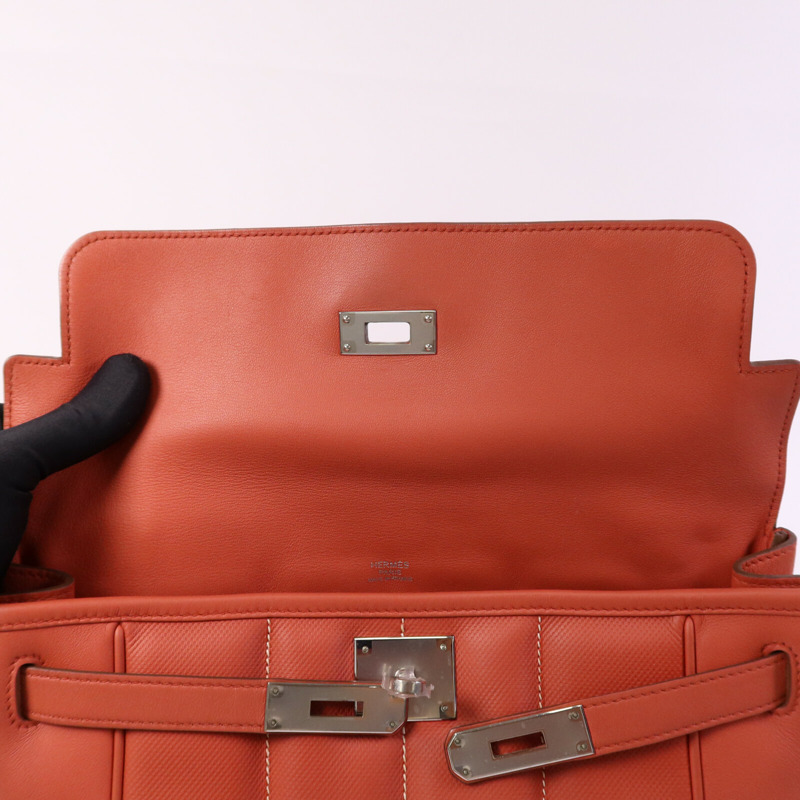 HERMES Evercolour皮革Berline 28銀扣肩背袋Sanguine-4