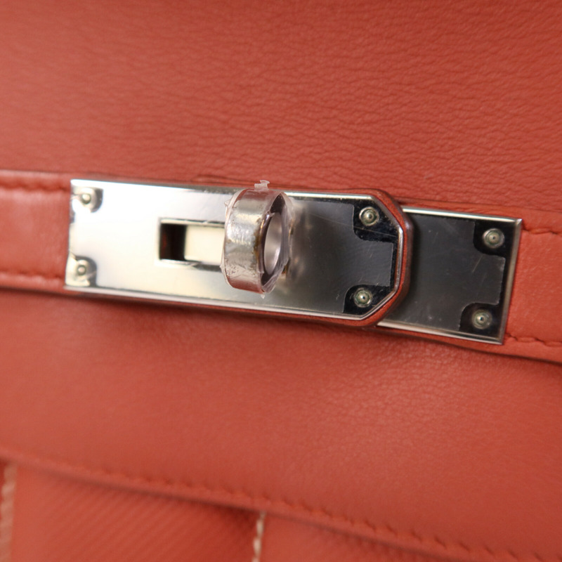 HERMES Evercolour皮革Berline 28銀扣肩背袋Sanguine-6