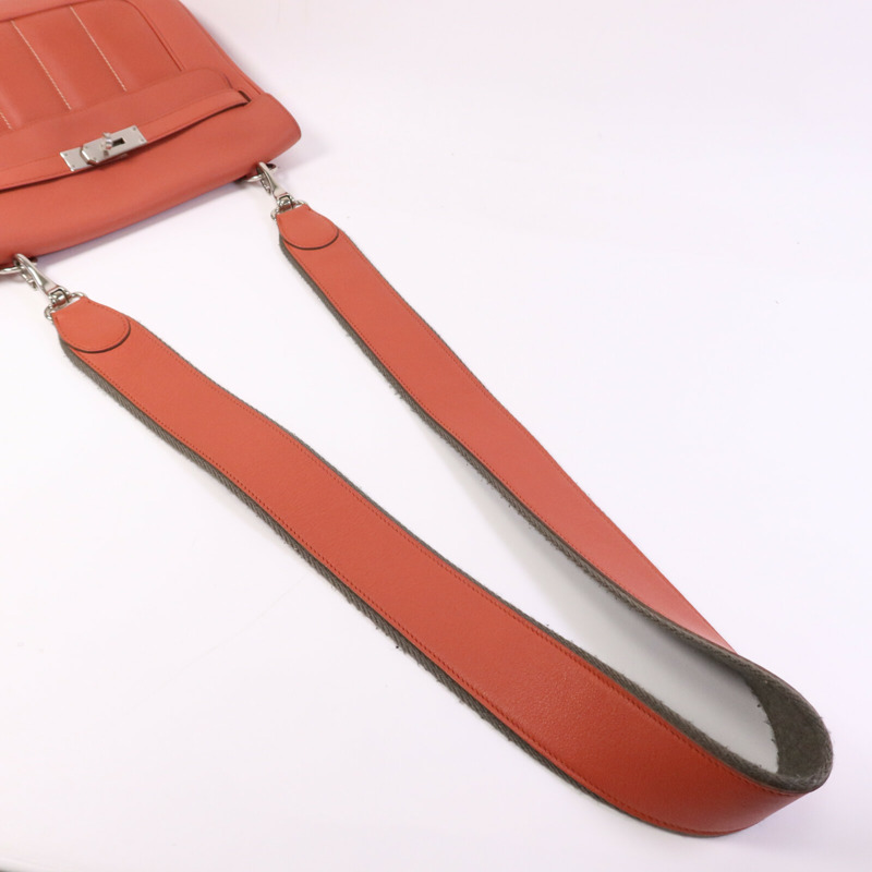 HERMES Evercolour皮革Berline 28銀扣肩背袋Sanguine-8