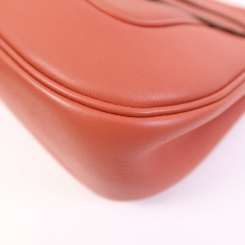 HERMES Evercolour皮革Berline 28銀扣肩背袋Sanguine-10