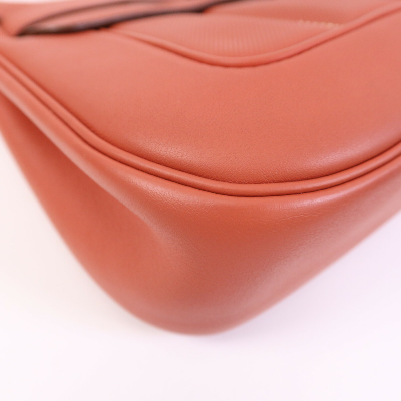 HERMES Evercolour皮革Berline 28銀扣肩背袋Sanguine-11