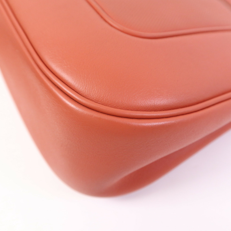 HERMES Evercolour皮革Berline 28銀扣肩背袋Sanguine-12