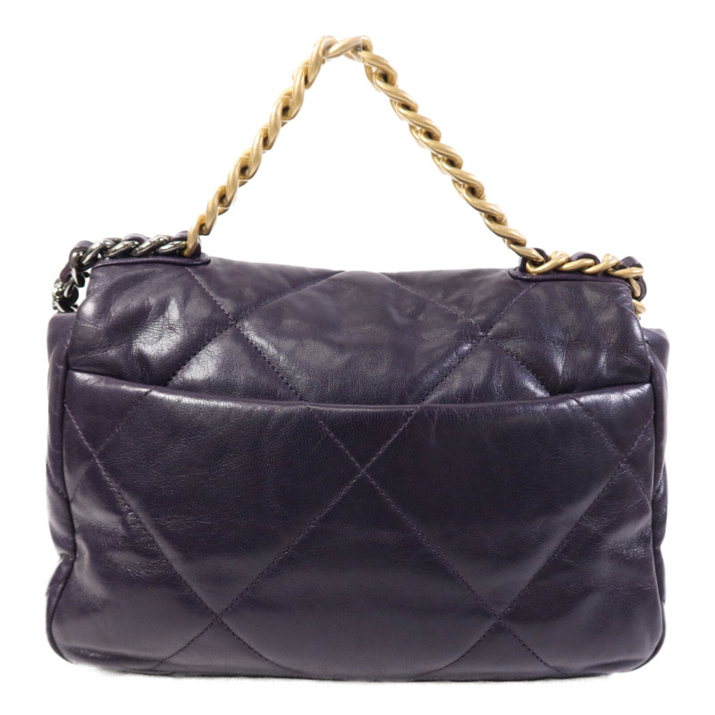 CHANEL 牛皮皮革Chanel 19 Small金扣鏈帶手挽肩背兩用袋-1
