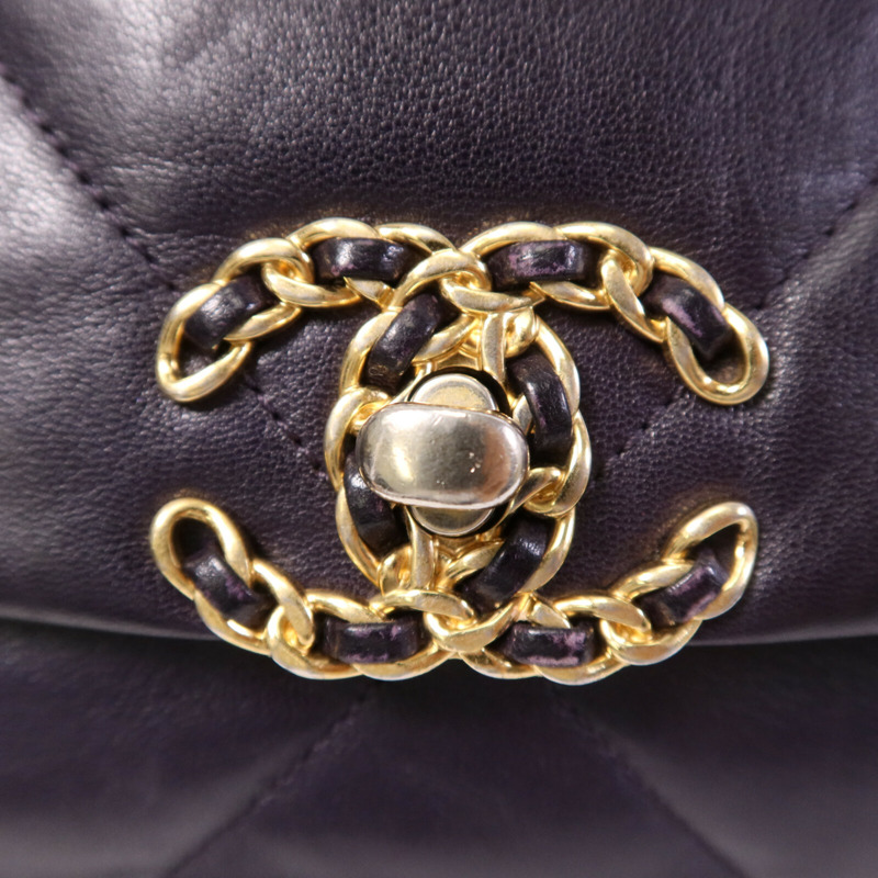 CHANEL 牛皮皮革Chanel 19 Small金扣鏈帶手挽肩背兩用袋-6