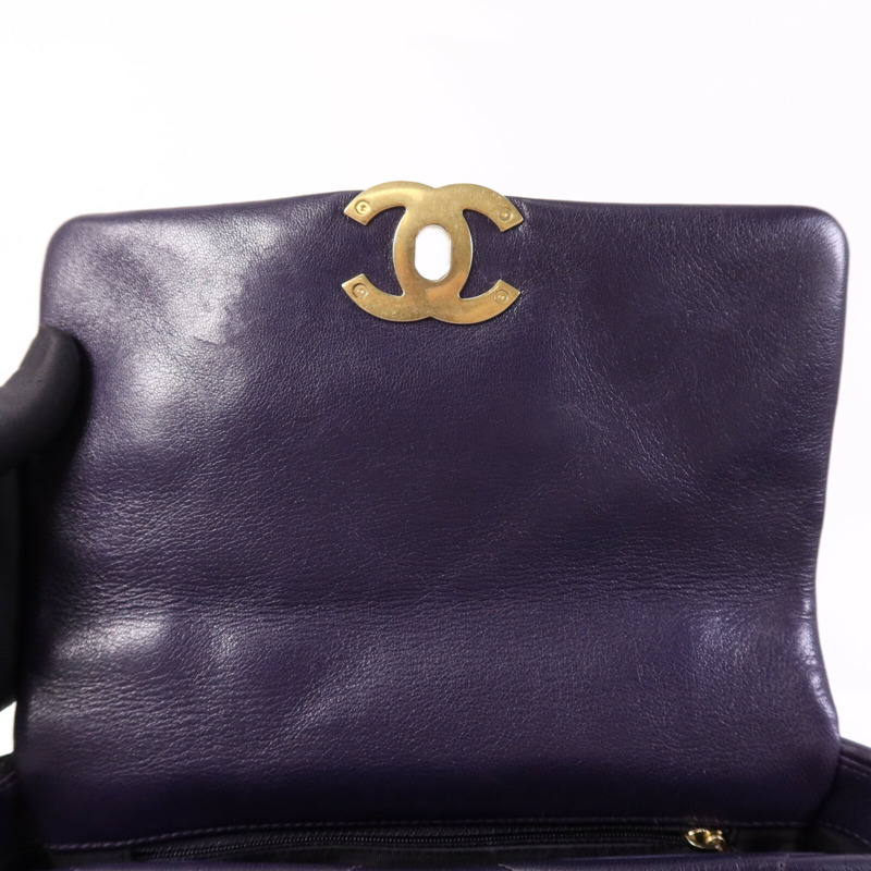 CHANEL 牛皮皮革Chanel 19 Small金扣鏈帶手挽肩背兩用袋-14