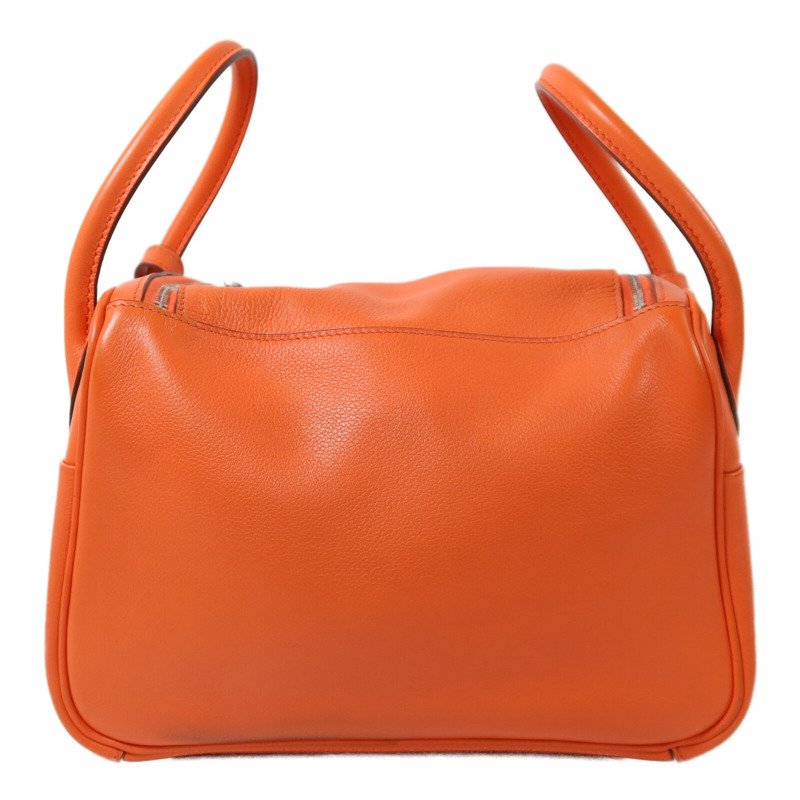 HERMES Evercolor皮革Lindy 26銀扣手挽肩背兩用袋Orange Poppy-1