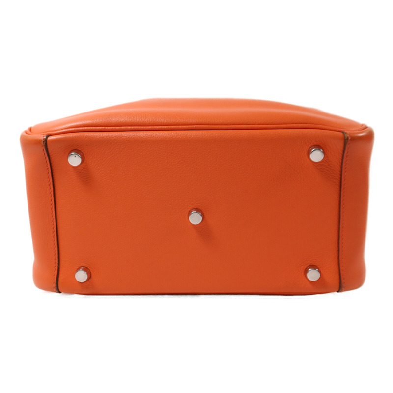 HERMES Evercolor皮革Lindy 26銀扣手挽肩背兩用袋Orange Poppy-3