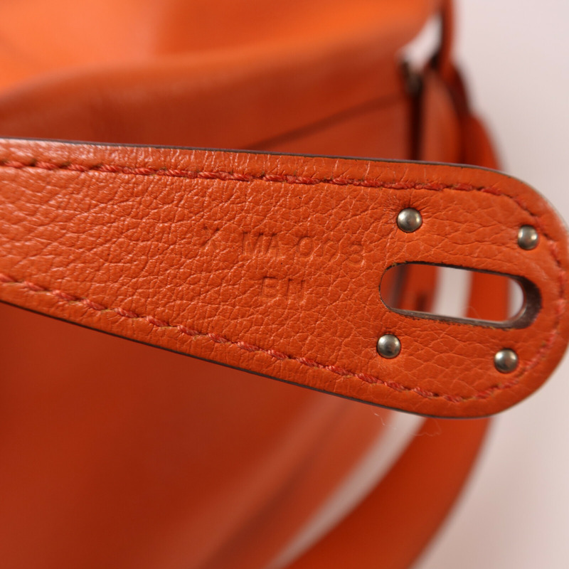 HERMES Evercolor皮革Lindy 26銀扣手挽肩背兩用袋Orange Poppy-6