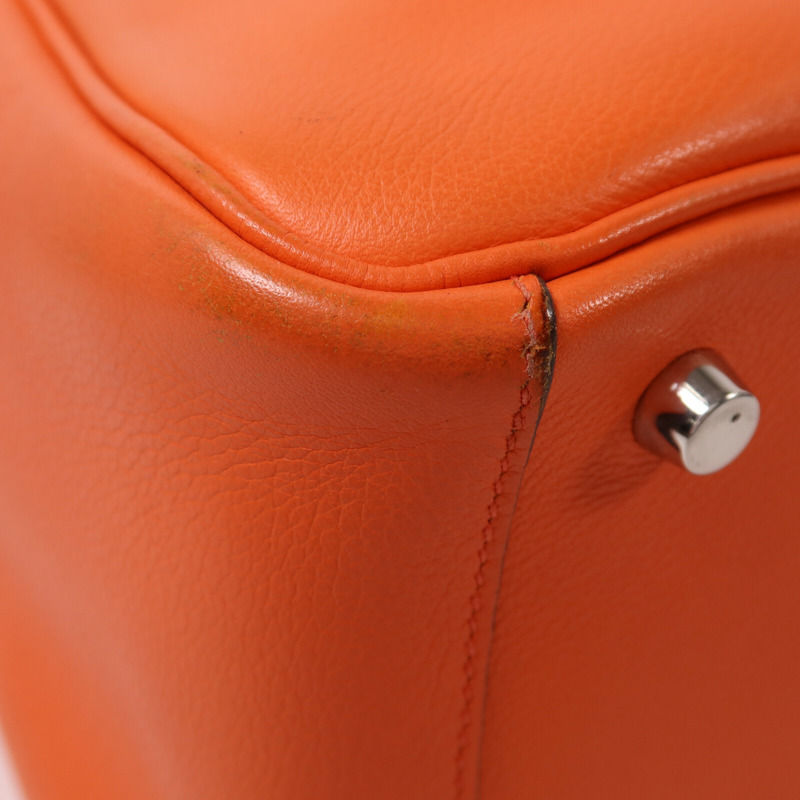 HERMES Evercolor皮革Lindy 26銀扣手挽肩背兩用袋Orange Poppy-9