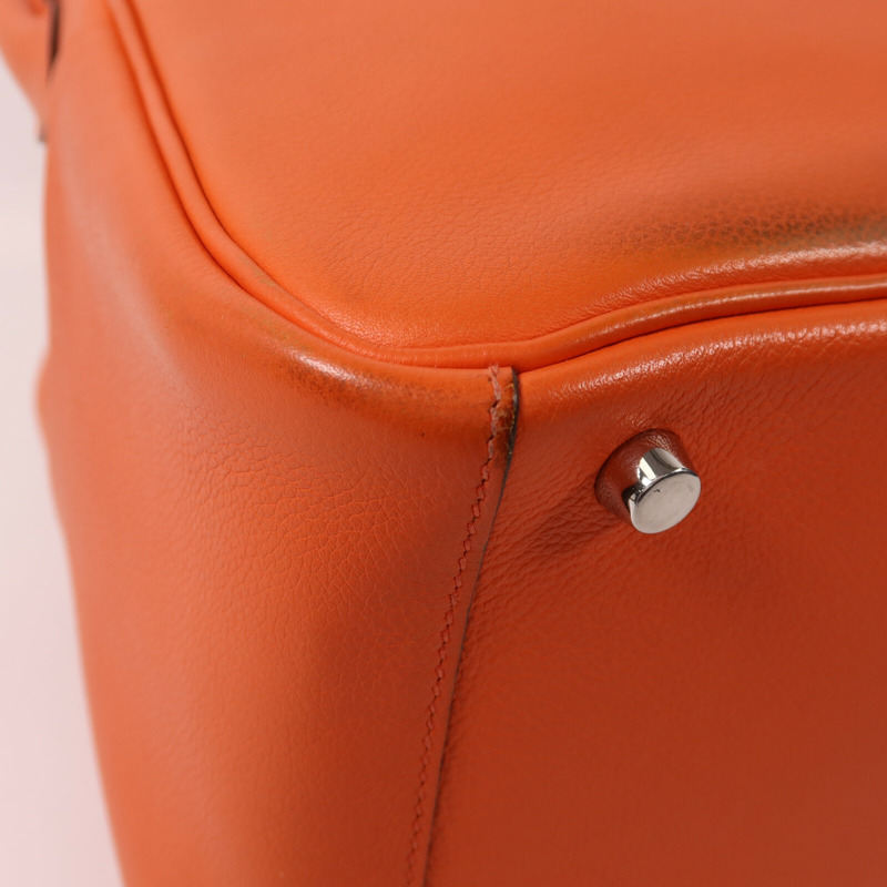 HERMES Evercolor皮革Lindy 26銀扣手挽肩背兩用袋Orange Poppy-11