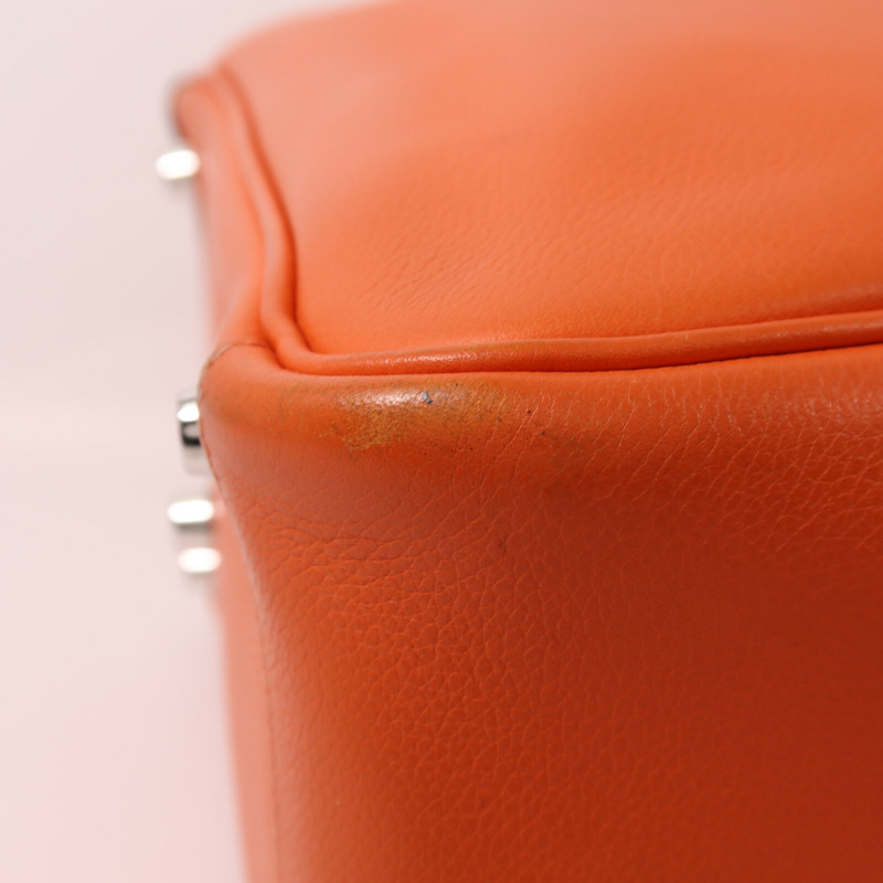 HERMES Evercolor皮革Lindy 26銀扣手挽肩背兩用袋Orange Poppy-14