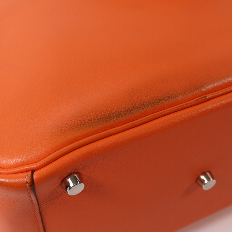 HERMES Evercolor皮革Lindy 26銀扣手挽肩背兩用袋Orange Poppy-15