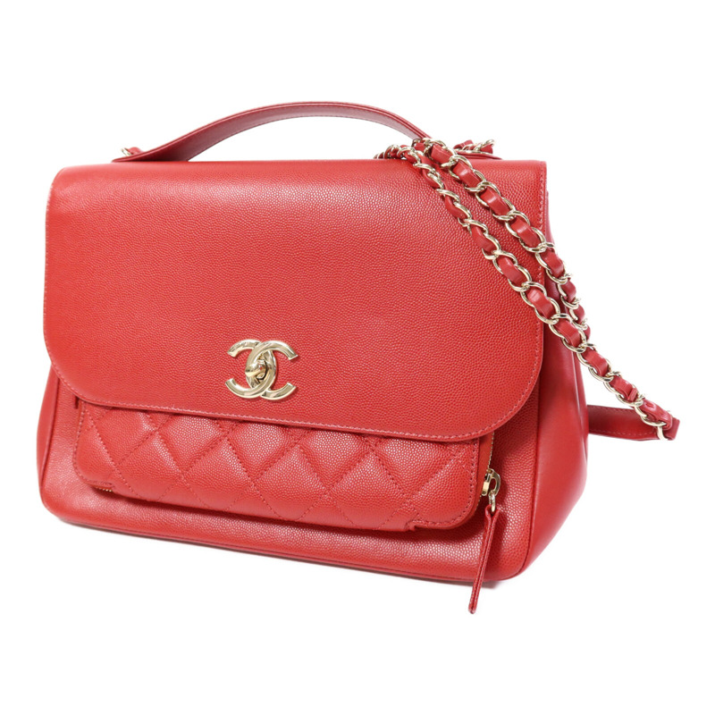 CHANEL 牛皮皮革Business Afffinity Flap Bag金扣手挽肩背兩用袋-2