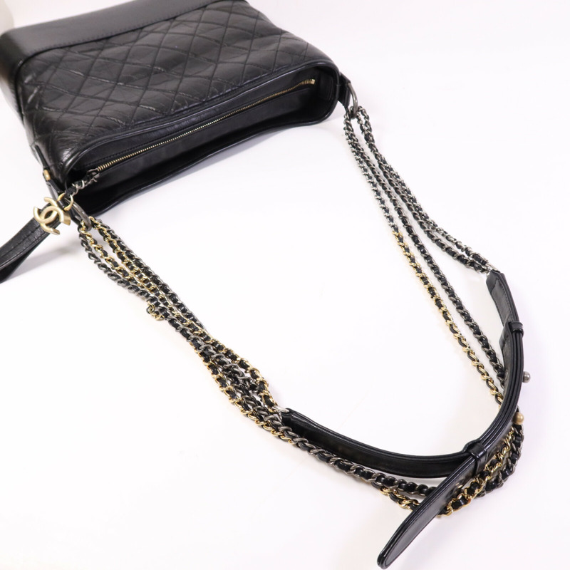 CHANEL 羊皮皮革Gabrirlle Large鏈帶肩背袋-8