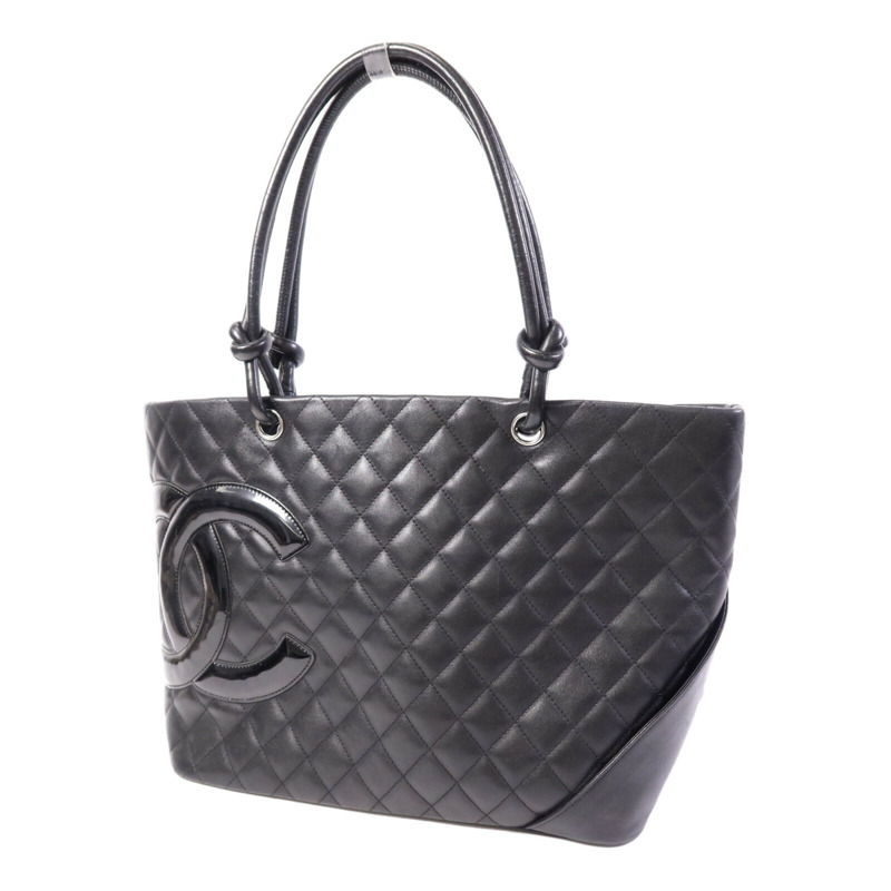 CHANEL 牛皮皮革Cambon Tote Bag銀扣手挽袋-2
