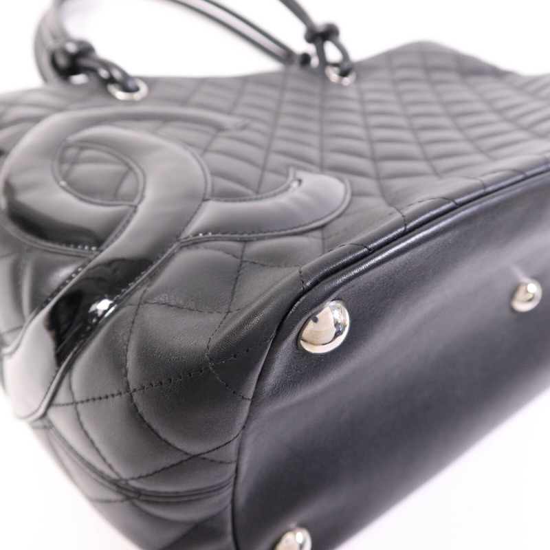 CHANEL 牛皮皮革Cambon Tote Bag銀扣手挽袋-10