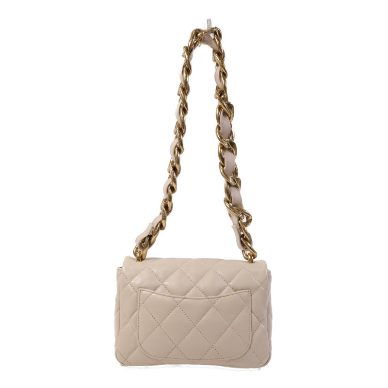 CHANEL 牛皮皮革Chain Shoulder金扣肩背袋-1