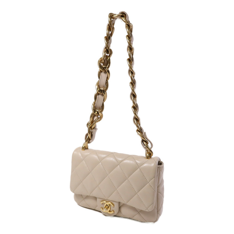 CHANEL 牛皮皮革Chain Shoulder金扣肩背袋-2