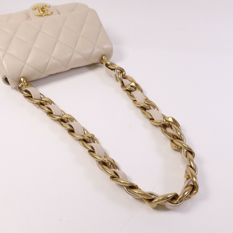 CHANEL 牛皮皮革Chain Shoulder金扣肩背袋-8