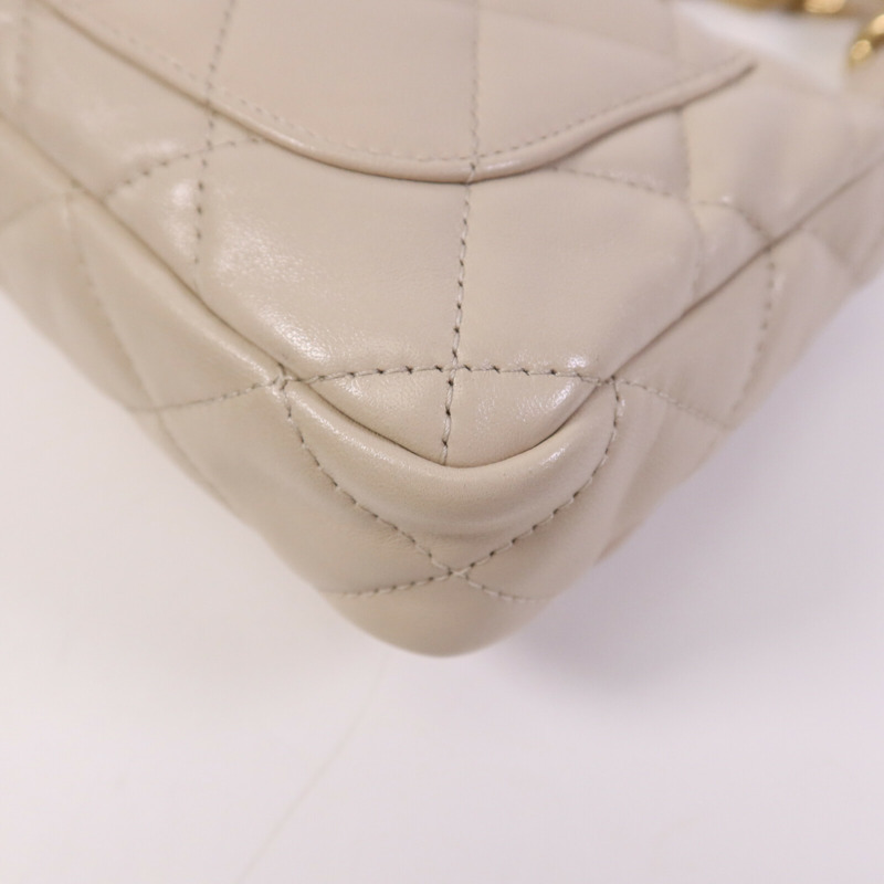 CHANEL 牛皮皮革Chain Shoulder金扣肩背袋-11