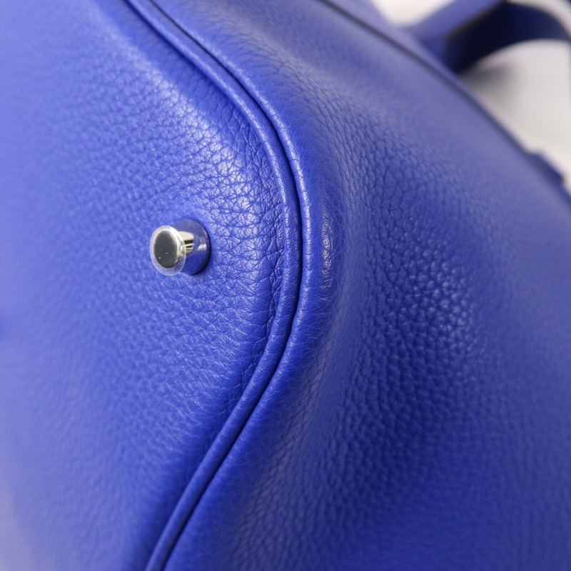 HERMES Clemence皮革Picotin GM銀扣手挽袋Bleu Electrique-13