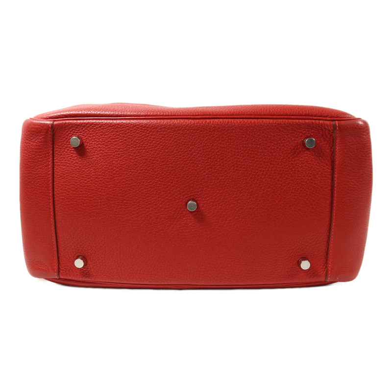 HERMES Clemence皮革Lindy 34銀扣手挽肩背兩用袋Vermillon-3