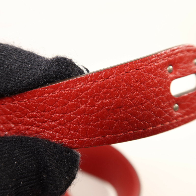 HERMES Clemence皮革Lindy 34銀扣手挽肩背兩用袋Vermillon-6