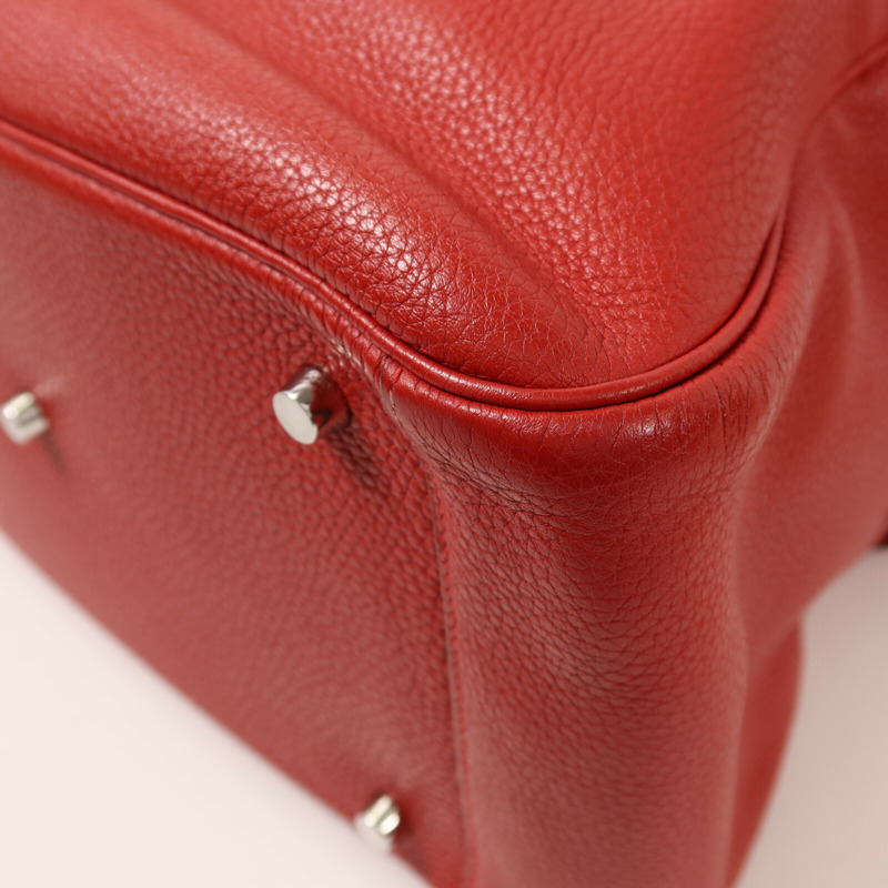 HERMES Clemence皮革Lindy 34銀扣手挽肩背兩用袋Vermillon-11
