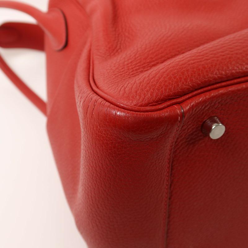 HERMES Clemence皮革Lindy 34銀扣手挽肩背兩用袋Vermillon-12