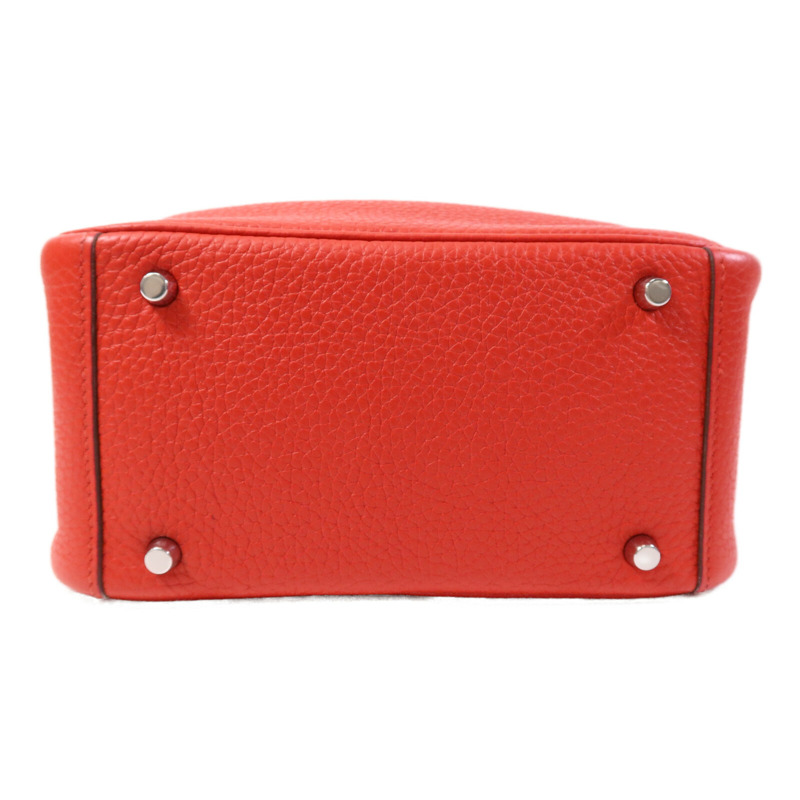 HERMES Clemence皮革Mini Lindy銀扣手挽肩背兩用袋Rouge de Coeur-3