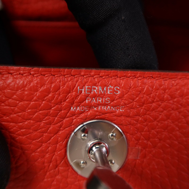 HERMES Clemence皮革Mini Lindy銀扣手挽肩背兩用袋Rouge de Coeur-5