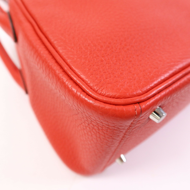 HERMES Clemence皮革Mini Lindy銀扣手挽肩背兩用袋Rouge de Coeur-13